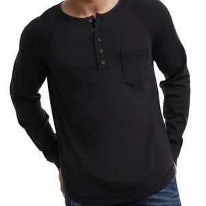 AX Armani Exchange Men’s Henley Shirt in faded black
